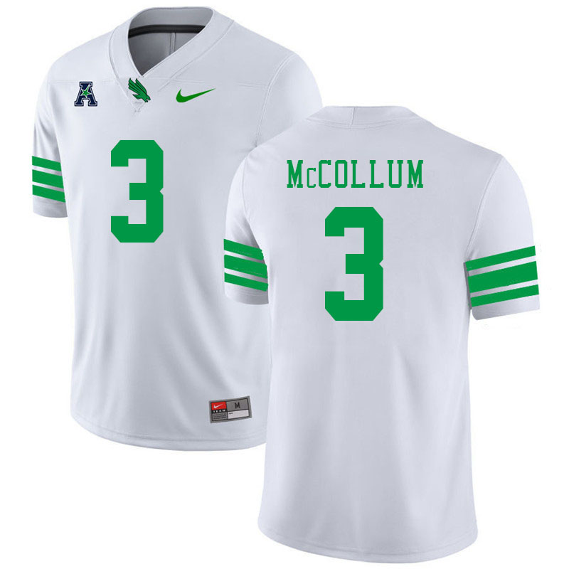 #3 Cash McCollum North Texas Mean Green College Football Jerseys Stitched-White